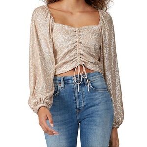 SIMKHAI Sequin Ruched Front Top - Size XS
